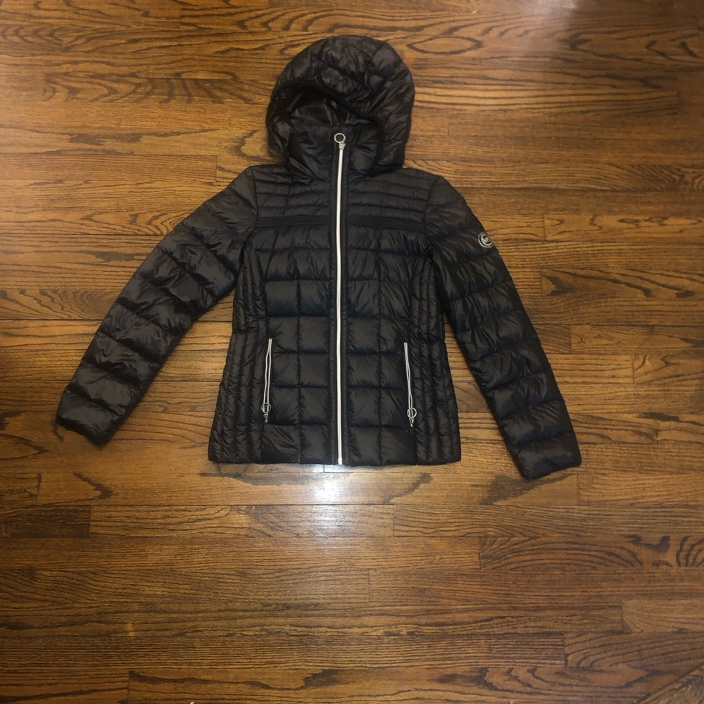 Michael Kors Black Hooded Puffer Jacket